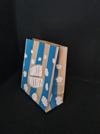 SAC BLEU PAGE-3 - Emballage carton pour forain - Sac popcorn - Sac bleu
